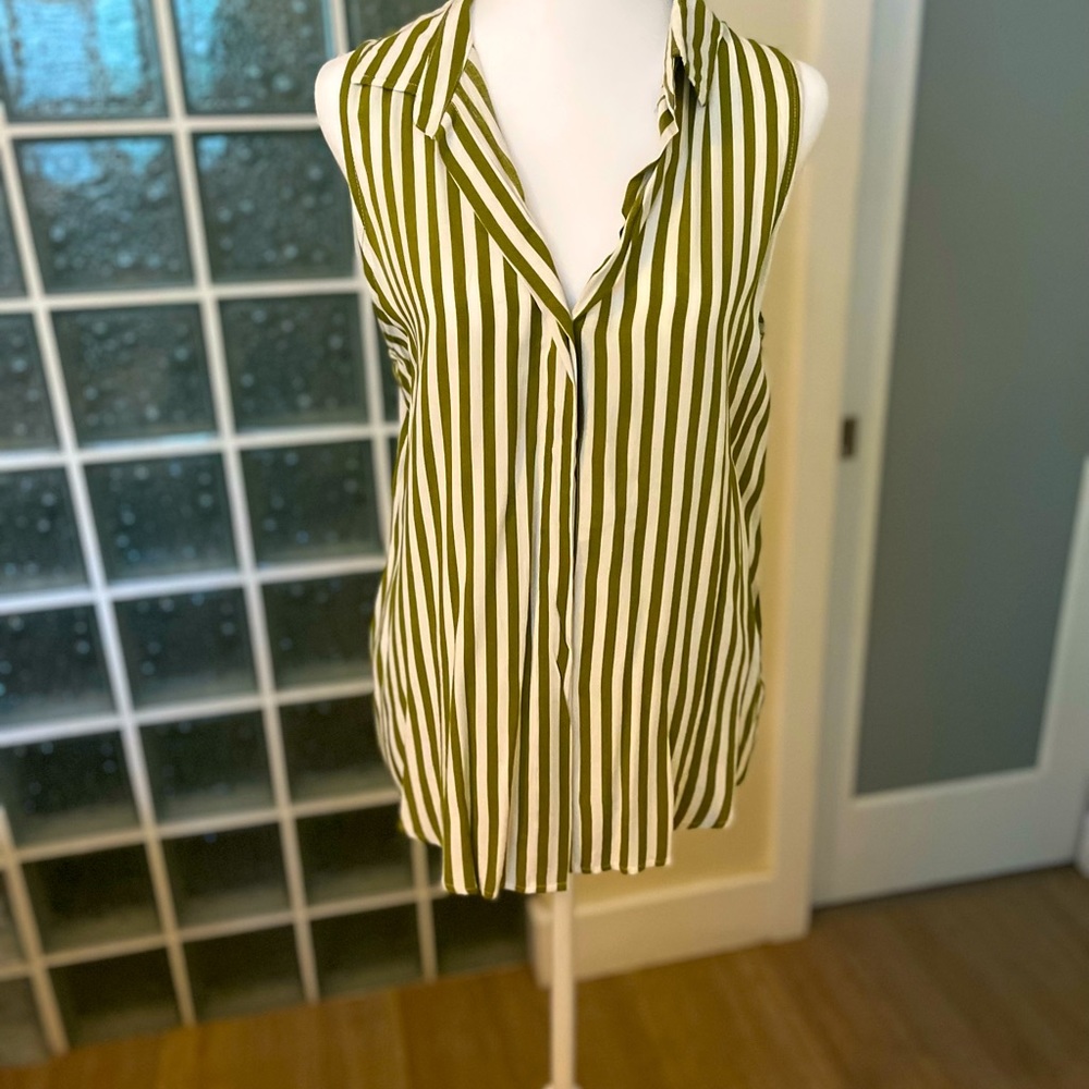 Olive green striped blouse